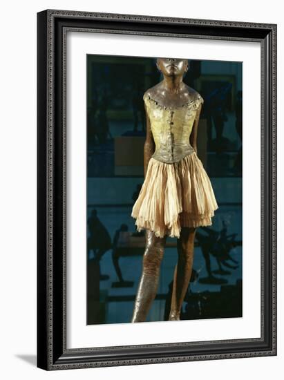 Little Dancer Aged Fourteen, 1880-1881, Bronze with Muslin Skirt and Satin Hair Ribbon-Edgar Degas-Framed Giclee Print