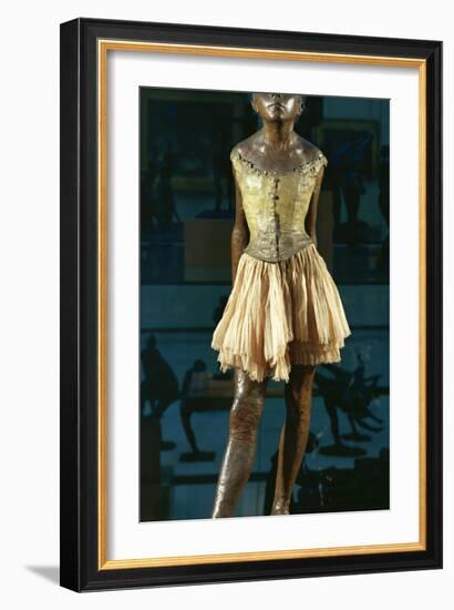 Little Dancer Aged Fourteen, 1880-1881, Bronze with Muslin Skirt and Satin Hair Ribbon-Edgar Degas-Framed Giclee Print