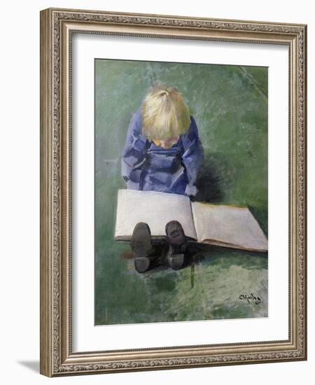 Little Ebbe reading, 1920-Christian Krohg-Framed Giclee Print