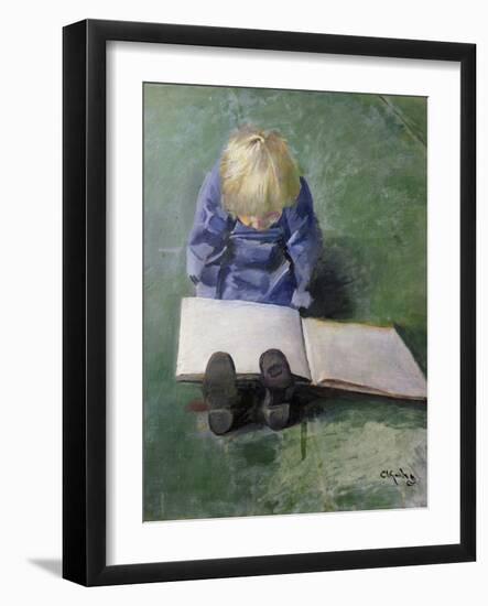 Little Ebbe reading, 1920-Christian Krohg-Framed Giclee Print