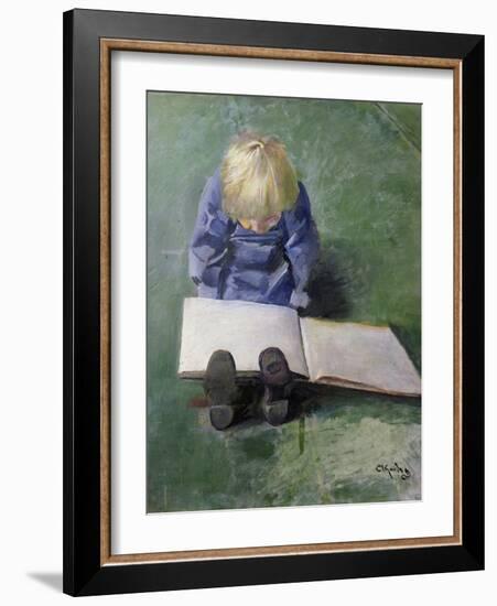 Little Ebbe reading, 1920-Christian Krohg-Framed Giclee Print