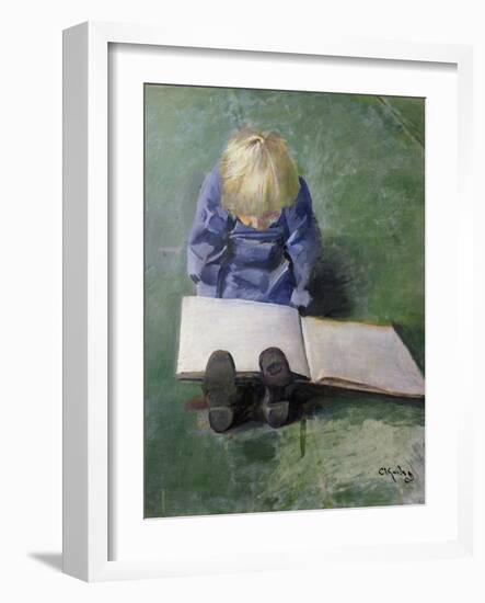 Little Ebbe reading, 1920-Christian Krohg-Framed Giclee Print