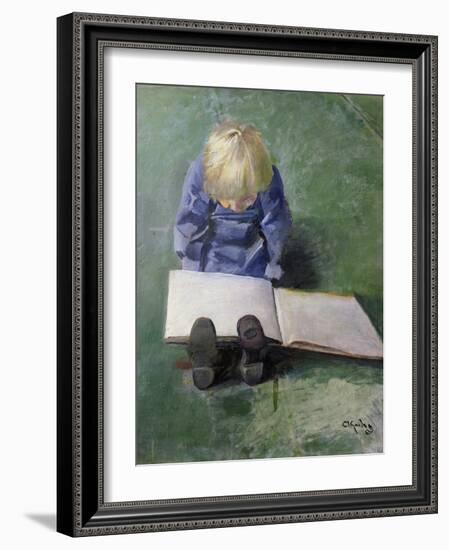 Little Ebbe reading, 1920-Christian Krohg-Framed Giclee Print