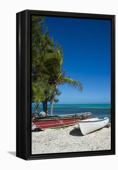 Little fishing boats, Providenciales, Turks and Caicos, Caribbean, Central America-Michael Runkel-Framed Premier Image Canvas