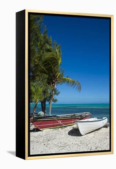 Little fishing boats, Providenciales, Turks and Caicos, Caribbean, Central America-Michael Runkel-Framed Premier Image Canvas