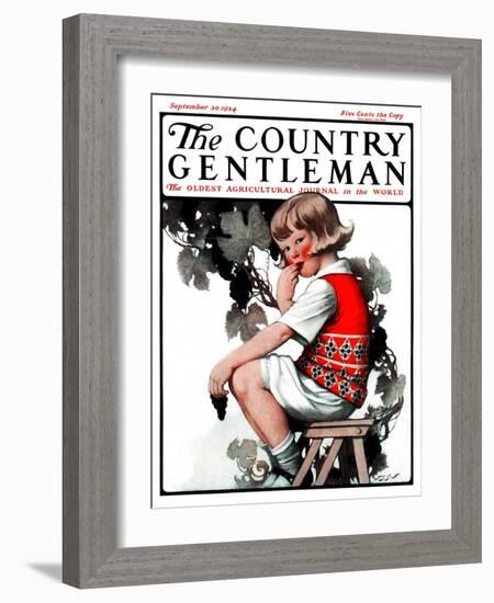 "Little Girl and Grapes," Country Gentleman Cover, September 20, 1924-Sarah Stilwell Weber-Framed Giclee Print