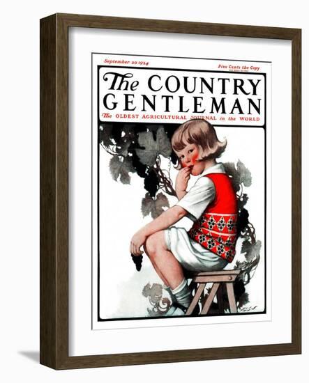 "Little Girl and Grapes," Country Gentleman Cover, September 20, 1924-Sarah Stilwell Weber-Framed Giclee Print