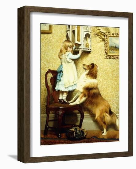 Little Girl and Her Sheltie, 1892-Charles Burton Barber-Framed Premium Giclee Print