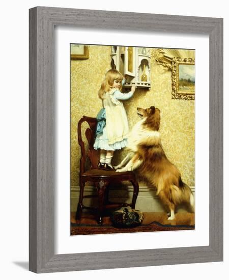 Little Girl and Her Sheltie, 1892-Charles Burton Barber-Framed Giclee Print