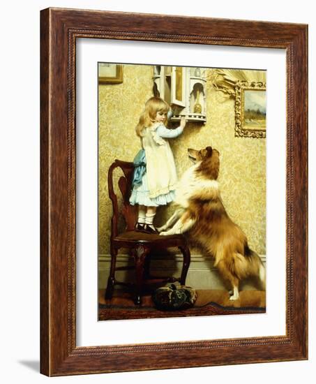 Little Girl and Her Sheltie, 1892-Charles Burton Barber-Framed Giclee Print