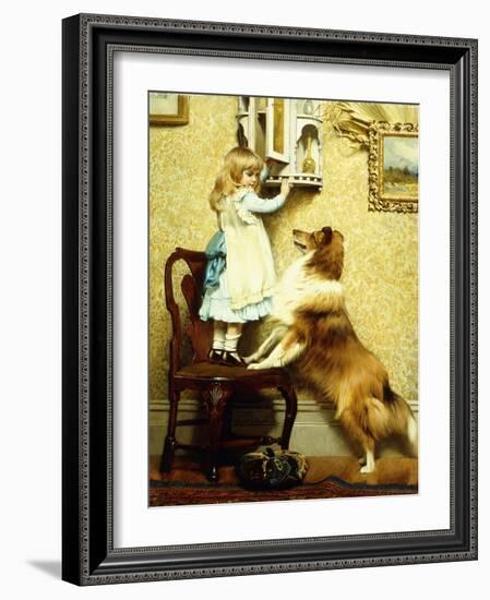 Little Girl and Her Sheltie, 1892-Charles Burton Barber-Framed Giclee Print