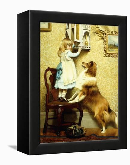 Little Girl and Her Sheltie, 1892-Charles Burton Barber-Framed Premier Image Canvas