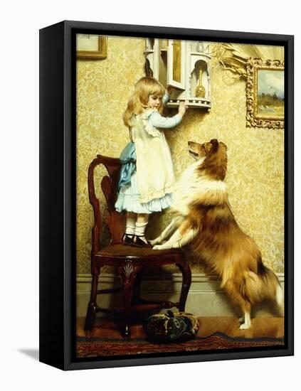 Little Girl and Her Sheltie, 1892-Charles Burton Barber-Framed Premier Image Canvas