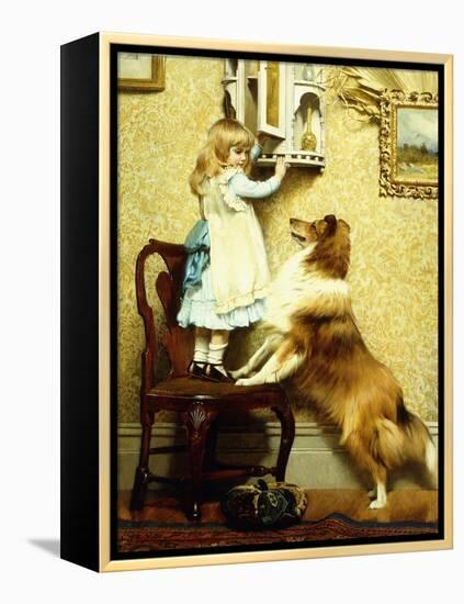 Little Girl and Her Sheltie, 1892-Charles Burton Barber-Framed Premier Image Canvas