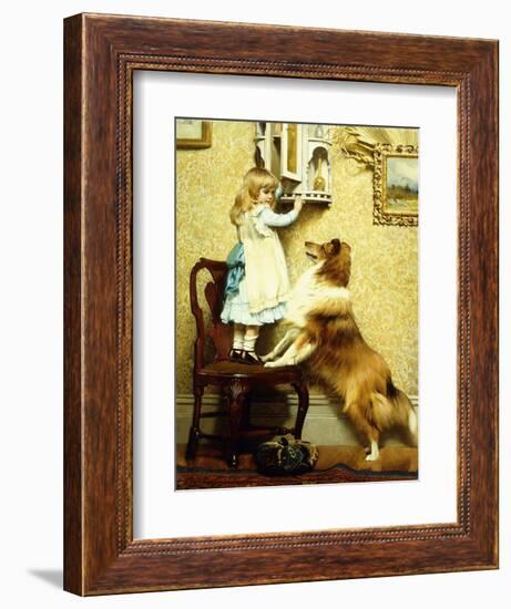 Little Girl and Her Sheltie, 1892-Charles Burton Barber-Framed Giclee Print