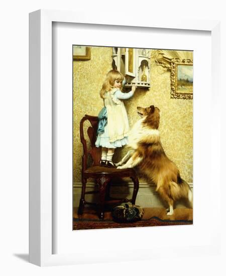 Little Girl and Her Sheltie, 1892-Charles Burton Barber-Framed Giclee Print