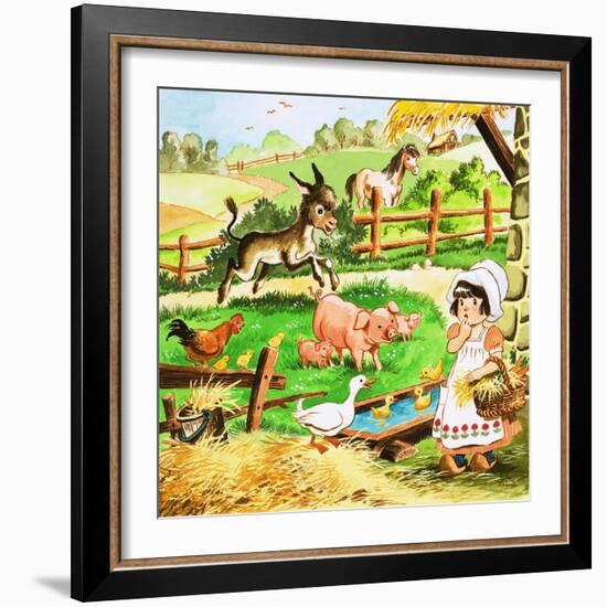 Little Girl at the Farm-English School-Framed Giclee Print