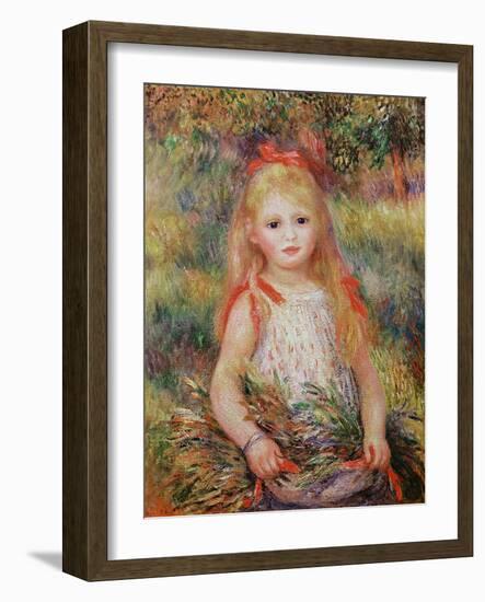 Little Girl Carrying Flowers, or the Little Gleaner, 1888-Pierre-Auguste Renoir-Framed Giclee Print