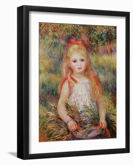 Little Girl Carrying Flowers, or the Little Gleaner, 1888-Pierre-Auguste Renoir-Framed Giclee Print