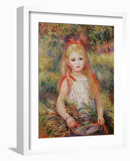 Little Girl Carrying Flowers, or the Little Gleaner, 1888-Pierre-Auguste Renoir-Framed Giclee Print