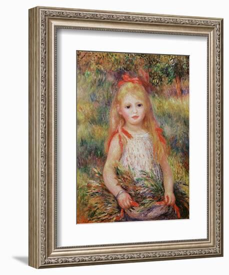 Little Girl Carrying Flowers, or the Little Gleaner, 1888-Pierre-Auguste Renoir-Framed Giclee Print