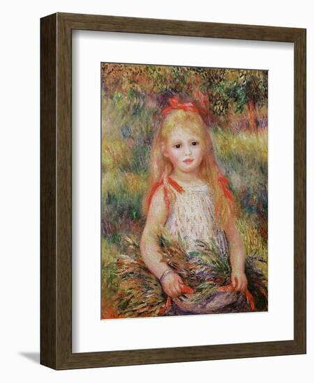Little Girl Carrying Flowers, or the Little Gleaner, 1888-Pierre-Auguste Renoir-Framed Giclee Print