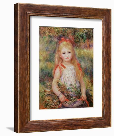 Little Girl Carrying Flowers, or the Little Gleaner, 1888-Pierre-Auguste Renoir-Framed Giclee Print