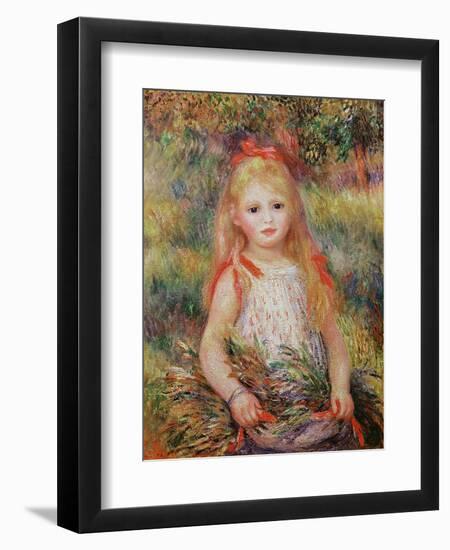 Little Girl Carrying Flowers, or the Little Gleaner, 1888-Pierre-Auguste Renoir-Framed Giclee Print