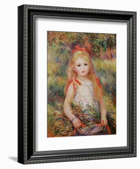 Little Girl Carrying Flowers, or the Little Gleaner, 1888-Pierre-Auguste Renoir-Framed Giclee Print