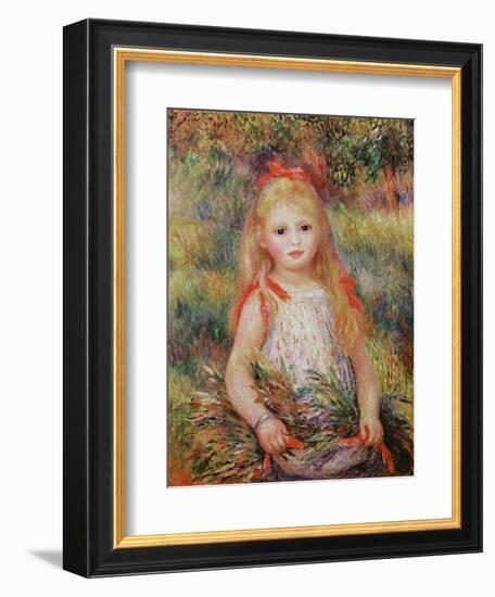 Little Girl Carrying Flowers, or the Little Gleaner, 1888-Pierre-Auguste Renoir-Framed Giclee Print