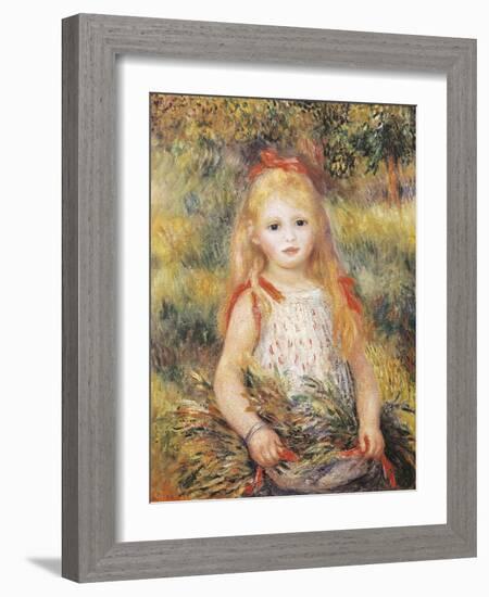 Little Girl Carrying Flowers-Pierre-Auguste Renoir-Framed Art Print