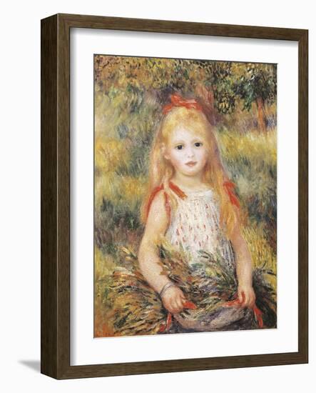 Little Girl Carrying Flowers-Pierre-Auguste Renoir-Framed Art Print