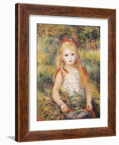 Little Girl Carrying Flowers-Pierre-Auguste Renoir-Framed Art Print