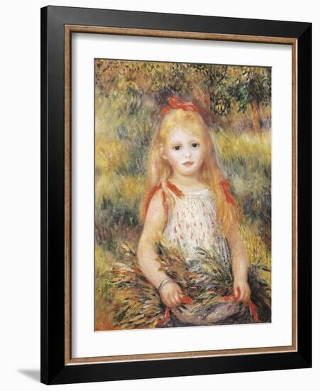 Little Girl Carrying Flowers-Pierre-Auguste Renoir-Framed Art Print