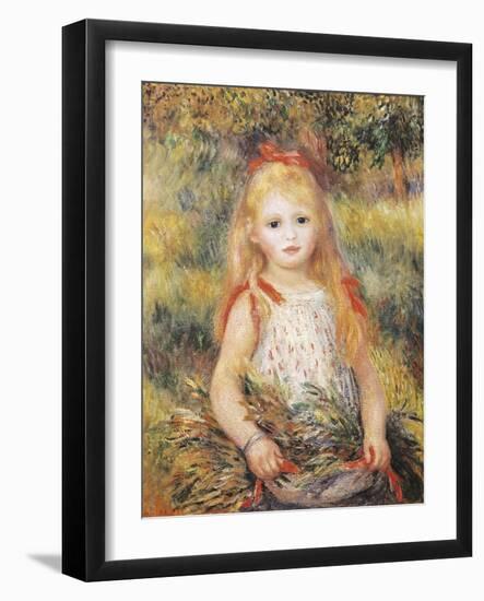 Little Girl Carrying Flowers-Pierre-Auguste Renoir-Framed Art Print