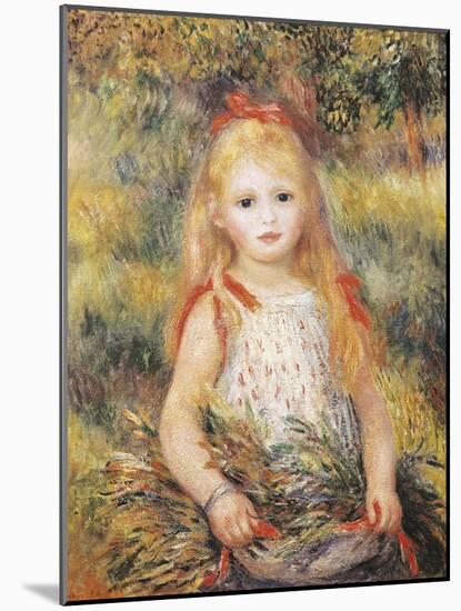 Little Girl Carrying Flowers-Pierre-Auguste Renoir-Mounted Art Print