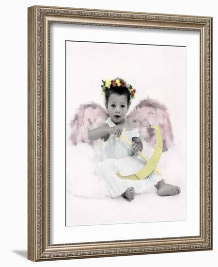 Little Girl Dressed as Cupid Holding a Drawn Bow-Nora Hernandez-Framed Giclee Print