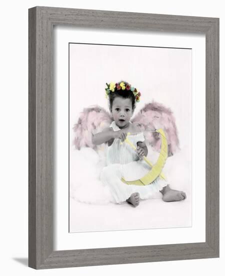 Little Girl Dressed as Cupid Holding a Drawn Bow-Nora Hernandez-Framed Giclee Print