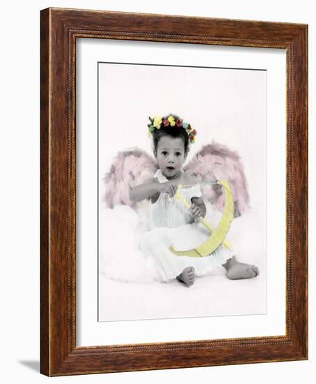 Little Girl Dressed as Cupid Holding a Drawn Bow-Nora Hernandez-Framed Giclee Print