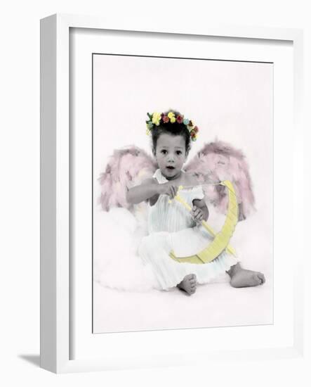 Little Girl Dressed as Cupid Holding a Drawn Bow-Nora Hernandez-Framed Giclee Print