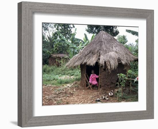 Little Girl Dressed for Church, in Front of Hut, Uganda, East Africa, Africa-D H Webster-Framed Photographic Print