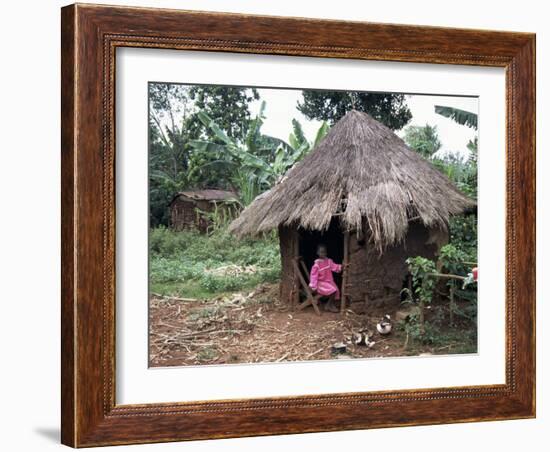 Little Girl Dressed for Church, in Front of Hut, Uganda, East Africa, Africa-D H Webster-Framed Photographic Print