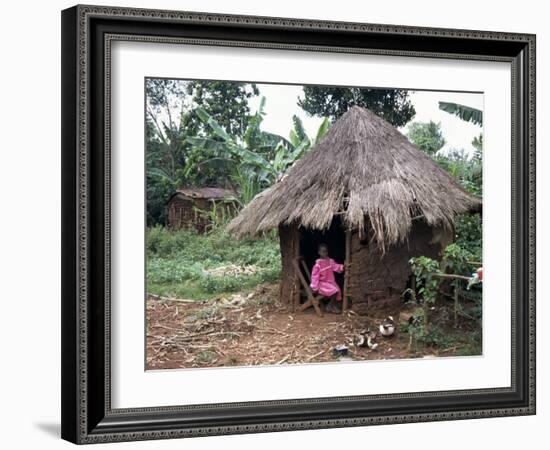 Little Girl Dressed for Church, in Front of Hut, Uganda, East Africa, Africa-D H Webster-Framed Photographic Print