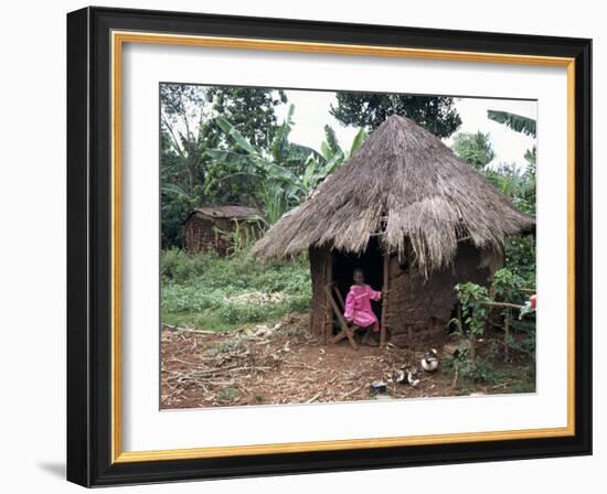 Little Girl Dressed for Church, in Front of Hut, Uganda, East Africa, Africa-D H Webster-Framed Photographic Print