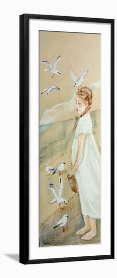 Little Girl Feeding Seagulls, 2016-Susan Adams-Framed Giclee Print