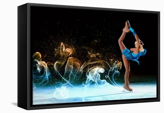 Little Girl Figure Skating at Sports Arena-Sergey Nivens-Framed Premier Image Canvas