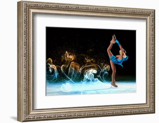 Little Girl Figure Skating at Sports Arena-Sergey Nivens-Framed Photographic Print