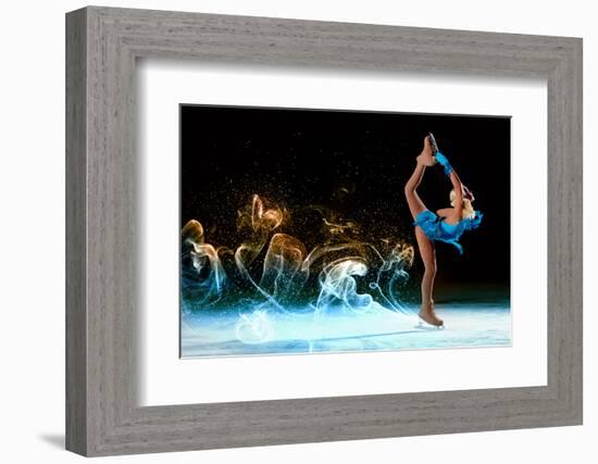 Little Girl Figure Skating at Sports Arena-Sergey Nivens-Framed Photographic Print