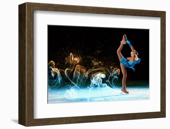 Little Girl Figure Skating at Sports Arena-Sergey Nivens-Framed Photographic Print