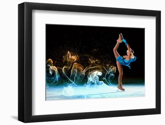 Little Girl Figure Skating at Sports Arena-Sergey Nivens-Framed Photographic Print